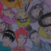 Naruto,Sakura,Kiba,Rock Lee,Gaara,Shikamaru,Ino,Neji,Hinata (v barvě)